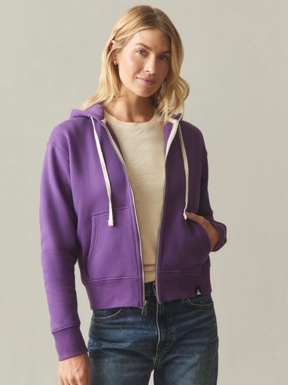American Giant Majesty Purple Fleece Midweight Hooded Full Zip Jacket SMALL